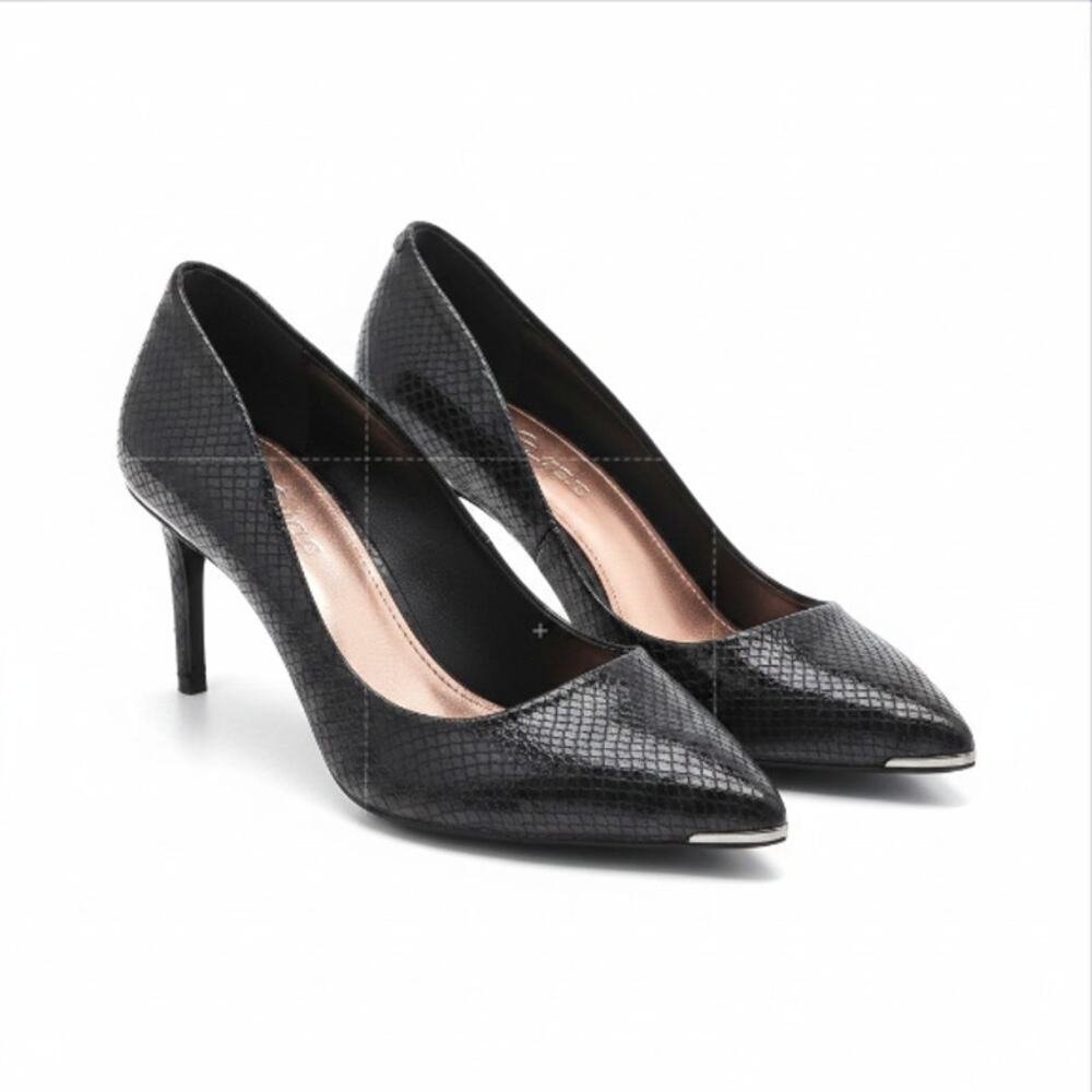 TED BAKER LONDON Pump Shoe Sz 8 Black Embossed Party Business Retro Timeless